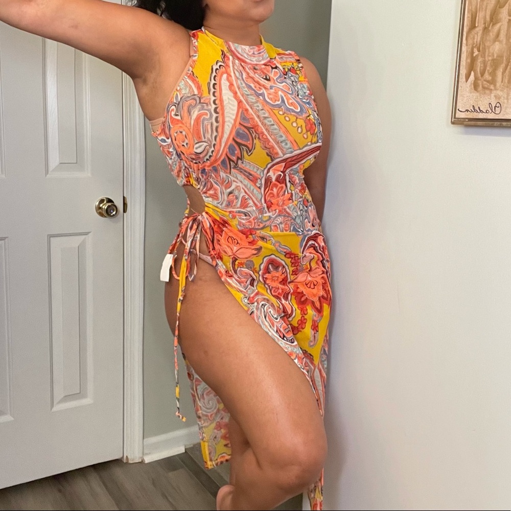 Multi Color Asymmetrical Split Dress